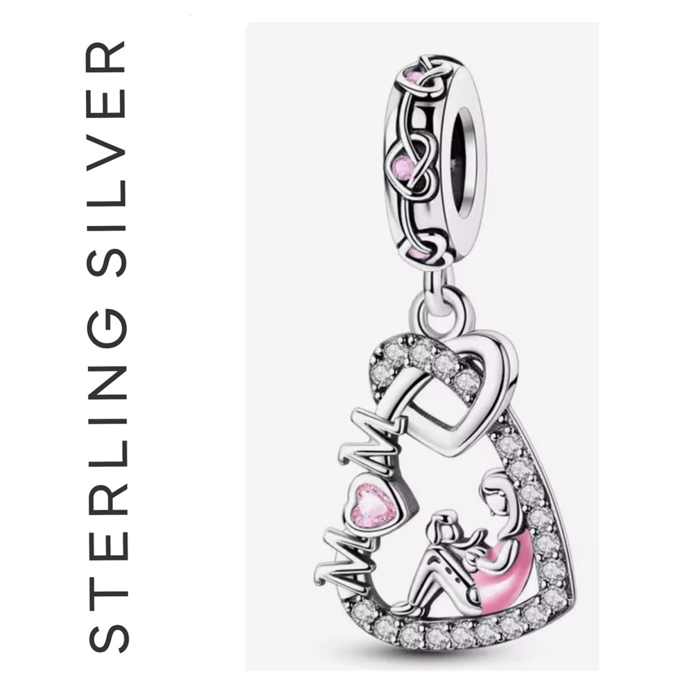 🌟🌟 S925 Sterling Silver MOM Heart Charm